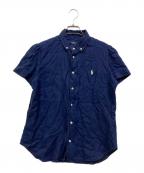 POLO RALPH LAURENポロ・ラルフローレン）の古着「フレンチスリーブQRタグB.D.刺繍リネンシャツ」｜ネイビー