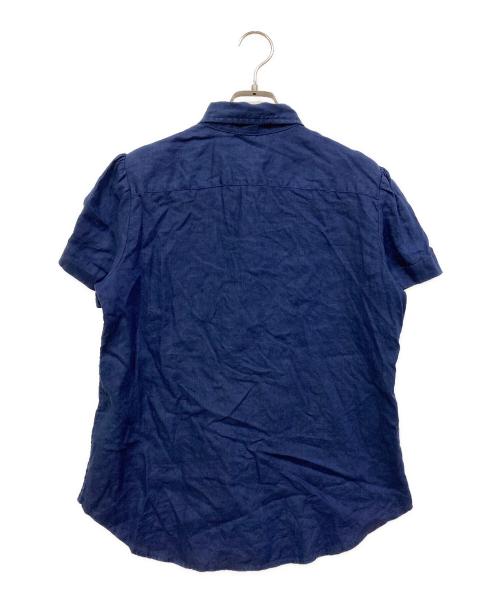 POLO RALPH LAUREN（ポロ・ラルフローレン）POLO RALPH LAUREN (ポロ・ラルフローレン) フレンチスリーブQRタグB.D.刺繍リネンシャツ ネイビー サイズ:SIZE Lの古着・服飾アイテム