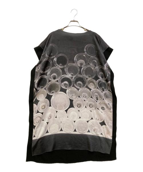 PLAIN PEOPLE（プレインピープル）PLAIN PEOPLE (プレインピープル) 転写プリントサテンワンピース ブラック サイズ:SIZE 3の古着・服飾アイテム