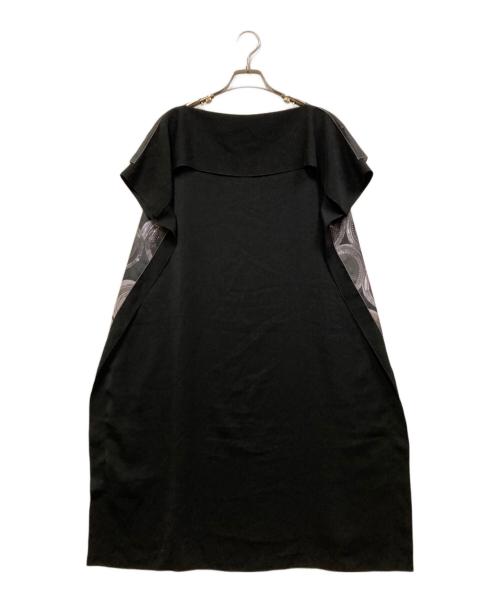 PLAIN PEOPLE（プレインピープル）PLAIN PEOPLE (プレインピープル) 転写プリントサテンワンピース ブラック サイズ:SIZE 3の古着・服飾アイテム