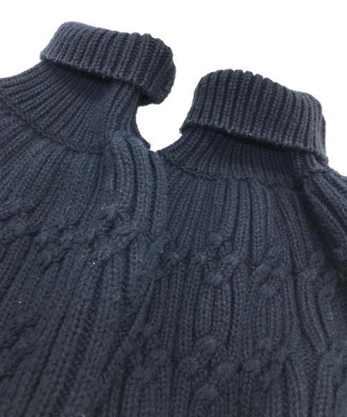 SELF PORTRAIT（セルフ ポートレイト）SELF PORTRAIT (セルフ ポートレイト) ケーブルショートジップニット ネイビー サイズ:Sの古着・服飾アイテム