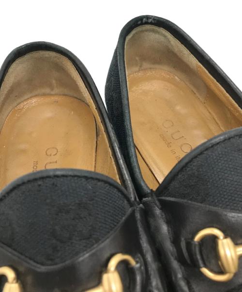 GUCCI（グッチ）GUCCI (グッチ) GGキャンバスビットローファー ブラック サイズ:34 1/2 Cの古着・服飾アイテム