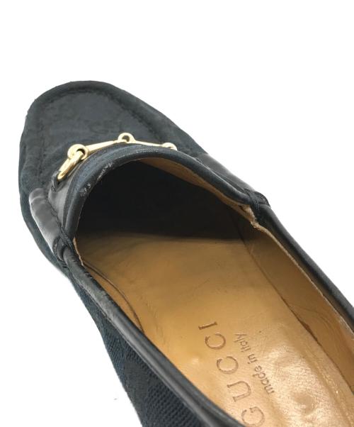 GUCCI（グッチ）GUCCI (グッチ) GGキャンバスビットローファー ブラック サイズ:34 1/2 Cの古着・服飾アイテム