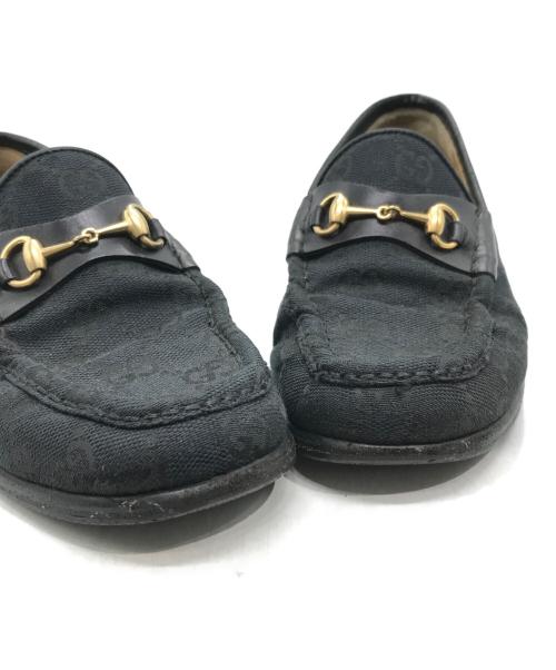 GUCCI（グッチ）GUCCI (グッチ) GGキャンバスビットローファー ブラック サイズ:34 1/2 Cの古着・服飾アイテム