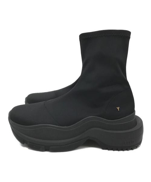 YELLO（イエロ）YELLO (イエロー) TOKYO BLACK DOUBLE SNEAKER SHORT BOOTS ブラック サイズ:Lの古着・服飾アイテム