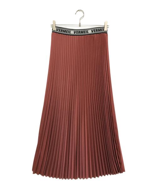 VERMEIL par iena（ヴェルメイユ パー イエナ）VERMEIL par iena (ヴェルメイユ パー イエナ) 22AW ロゴゴムプリーツマキシスカート レッド サイズ:36の古着・服飾アイテム