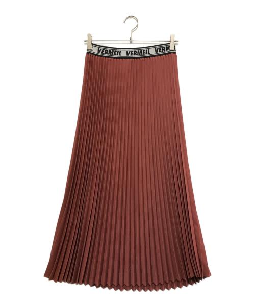 VERMEIL par iena（ヴェルメイユ パー イエナ）VERMEIL par iena (ヴェルメイユ パー イエナ) 22AW ロゴゴムプリーツマキシスカート レッド サイズ:36の古着・服飾アイテム
