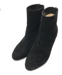 JIMMY CHOO（ジミーチュウ）の古着「ポインテッドトゥバックジップスウェードブーツ」｜ブラック