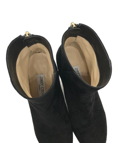 JIMMY CHOO（ジミーチュウ）JIMMY CHOO (ジミーチュウ) ポインテッドトゥバックジップスウェードブーツ ブラック サイズ:38 1/2(24.5～25㎝相当)の古着・服飾アイテム