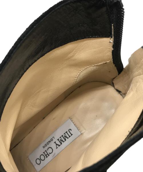 JIMMY CHOO（ジミーチュウ）JIMMY CHOO (ジミーチュウ) ポインテッドトゥバックジップスウェードブーツ ブラック サイズ:38 1/2(24.5～25㎝相当)の古着・服飾アイテム