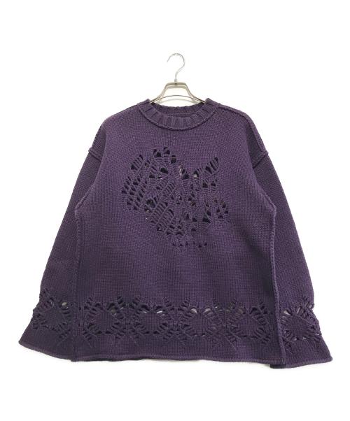 Tamme（タム）Tamme (タム) イーグルパターンダメージニット パープル サイズ:‐の古着・服飾アイテム