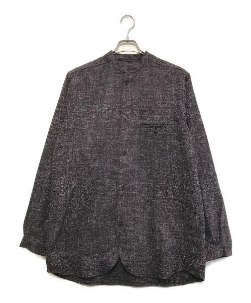 FRANK LEDER（フランクリーダー）FRANK LEDER (フランクリーダー) バンドカラーツイードシャツ ネイビー サイズ:Mの古着・服飾アイテム