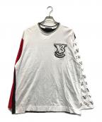 BARNI VARNOバーニヴァーノ）の古着「23SS シルケット天竺BVワッペン長袖Tシャツ」｜ホワイト×ブラック×レッド