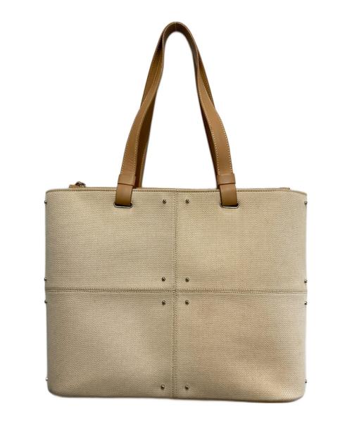 TOD'S（トッズ）TOD'S (トッズ) キャンバス/レザートートバッグ ベージュの古着・服飾アイテム