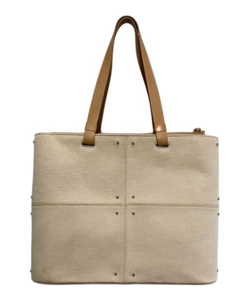 TOD'S（トッズ）TOD'S (トッズ) キャンバス/レザートートバッグ ベージュの古着・服飾アイテム