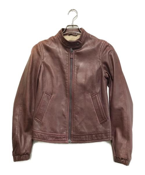 COACH（コーチ）COACH (コーチ) ラムレザーシングルジャケット ボルドー サイズ:XSの古着・服飾アイテム