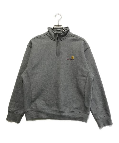 Carhartt WIP（カーハート ワーク イン プログレス）CARHARTT WIP (カーハート ワークインプログレス) HALF ZIP AMERICAN SCRIPT SWEATSHIRT グレー サイズ:Mの古着・服飾アイテム
