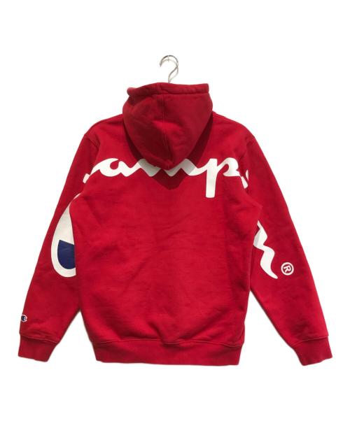 Champion（チャンピオン）Champion (チャンピオン) SUPREME (シュプリーム) Hooded Sweatshirt レッド サイズ:Mの古着・服飾アイテム