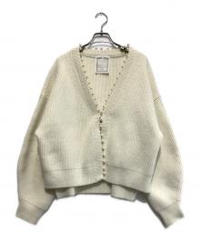 BEARDSLEY（ビアズリー）の古着「パールニットカーディガン」｜ホワイト