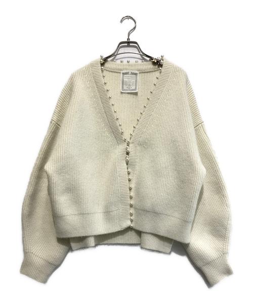 BEARDSLEY（ビアズリー）BEARDSLEY (ビアズリー) パールニットカーディガン ホワイト サイズ:F 未使用品の古着・服飾アイテム