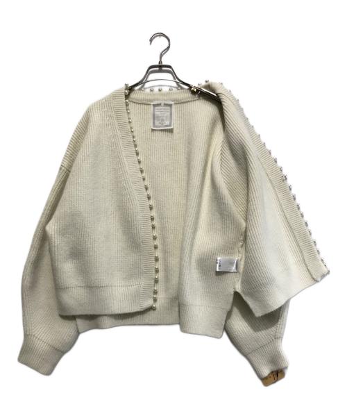 BEARDSLEY（ビアズリー）BEARDSLEY (ビアズリー) パールニットカーディガン ホワイト サイズ:F 未使用品の古着・服飾アイテム