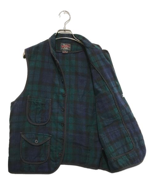 WOOLRICH（ウールリッチ）WOOLRICH (ウールリッチ) RAIL ROAD VEST グリーン×ネイビー サイズ:Mの古着・服飾アイテム