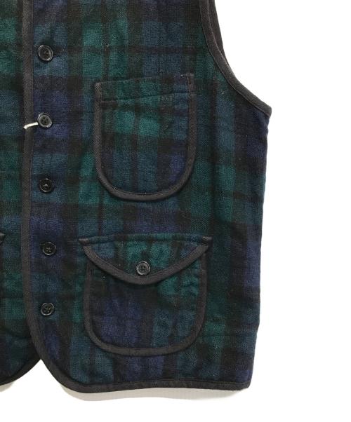 WOOLRICH（ウールリッチ）WOOLRICH (ウールリッチ) RAIL ROAD VEST グリーン×ネイビー サイズ:Mの古着・服飾アイテム