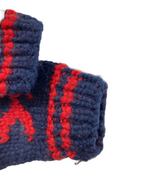 KANATA（カナタ）KANATA (カナタ) カウチンニットジャケット レッド×ネイビー サイズ:Mの古着・服飾アイテム