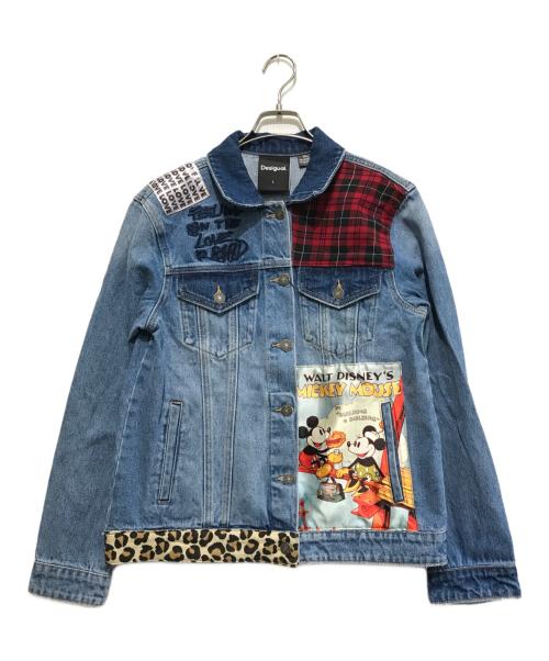 Desigual（デシグアル）Desigual (デシグアル) Disney (ディズニー) パッチワークデニムジャケット ブルー サイズ:Lの古着・服飾アイテム