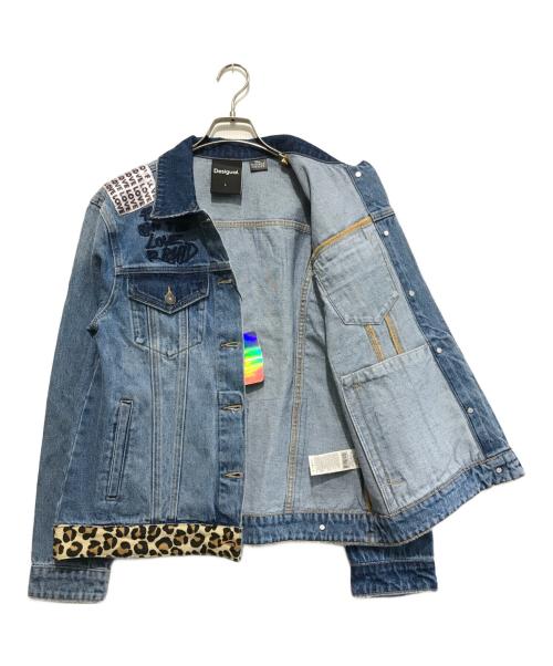 Desigual（デシグアル）Desigual (デシグアル) Disney (ディズニー) パッチワークデニムジャケット ブルー サイズ:Lの古着・服飾アイテム