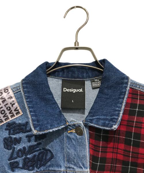 Desigual（デシグアル）Desigual (デシグアル) Disney (ディズニー) パッチワークデニムジャケット ブルー サイズ:Lの古着・服飾アイテム