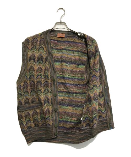 missoni（ミッソーニ）MISSONI (ミッソーニ) モヘヤブレンドニットベスト ブラウン×イエロー サイズ:52の古着・服飾アイテム