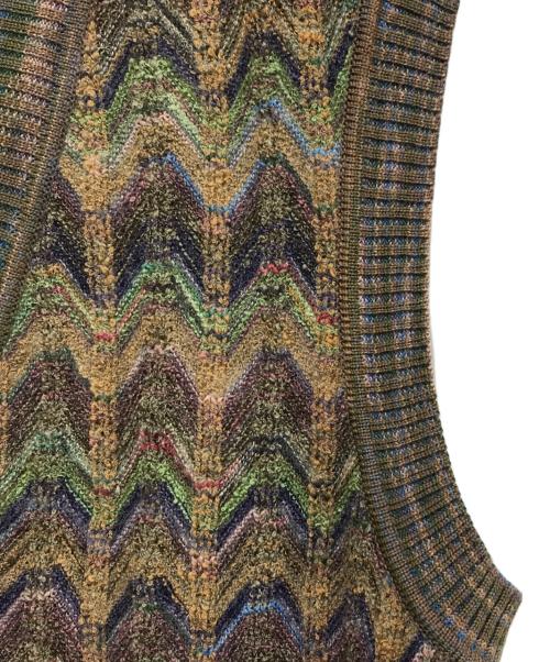 missoni（ミッソーニ）MISSONI (ミッソーニ) モヘヤブレンドニットベスト ブラウン×イエロー サイズ:52の古着・服飾アイテム
