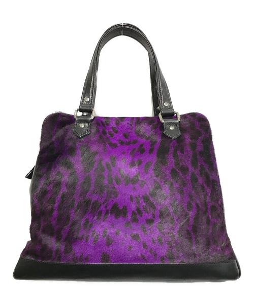 JACQUES LE CORRE（ジャックルコー）JACQUES LE CORRE (ジャックルコー) リスボン ハラコレオパードトートバッグ ブラック×パープルの古着・服飾アイテム
