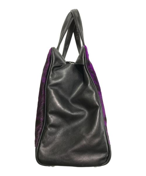 JACQUES LE CORRE（ジャックルコー）JACQUES LE CORRE (ジャックルコー) リスボン ハラコレオパードトートバッグ ブラック×パープルの古着・服飾アイテム