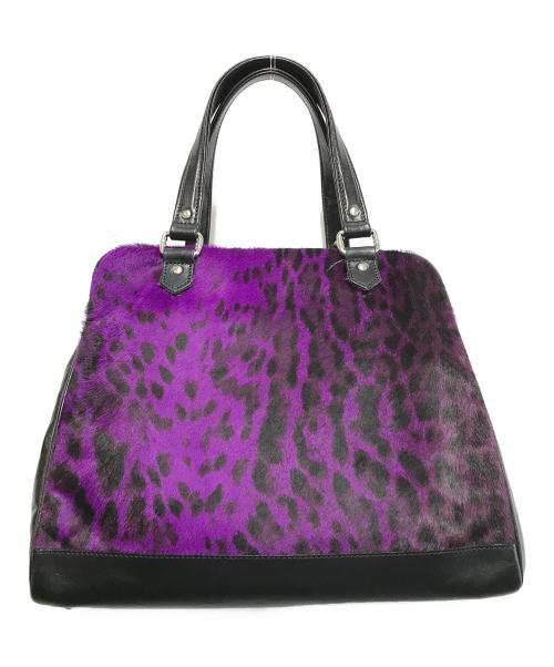 JACQUES LE CORRE（ジャックルコー）JACQUES LE CORRE (ジャックルコー) リスボン ハラコレオパードトートバッグ ブラック×パープルの古着・服飾アイテム