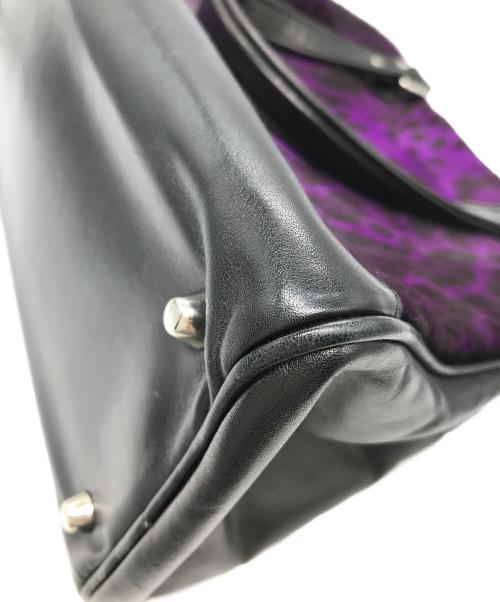 JACQUES LE CORRE（ジャックルコー）JACQUES LE CORRE (ジャックルコー) リスボン ハラコレオパードトートバッグ ブラック×パープルの古着・服飾アイテム