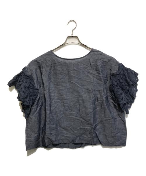 BEARDSLEY（ビアズリー）BEARDSLEY (ビアズリー) バテンレースブラウス ネイビー サイズ:Fの古着・服飾アイテム