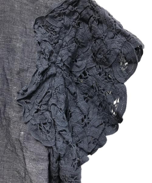 BEARDSLEY（ビアズリー）BEARDSLEY (ビアズリー) バテンレースブラウス ネイビー サイズ:Fの古着・服飾アイテム