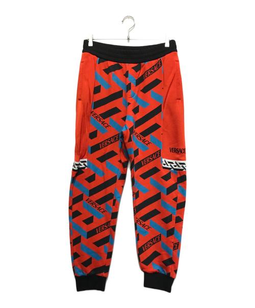 VERSACE（ヴェルサーチェ）VERSACE (ヴェルサーチェ) グレカプリントスウェットパンツスウェットパンツ レッド サイズ:Sの古着・服飾アイテム