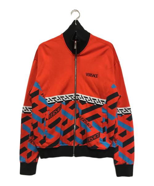 VERSACE（ヴェルサーチェ）VERSACE (ヴェルサーチェ) グラフィックプリントボンバージャケット レッド サイズ:Mの古着・服飾アイテム