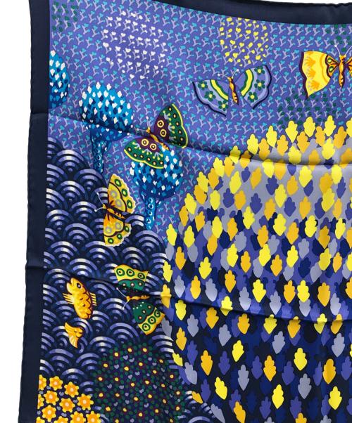 HERMES（エルメス）HERMES (エルメス) カレ70歓喜の羽ばたき ブルー×イエロー サイズ:-の古着・服飾アイテム