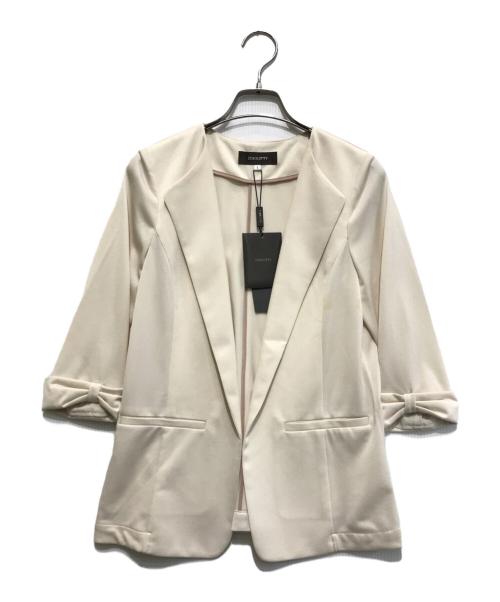 JUSGLITTY（ジャスグリッティー）JUSGLITTY (ジャスグリッティー) ノーカラージャケット ベージュ サイズ:1の古着・服飾アイテム