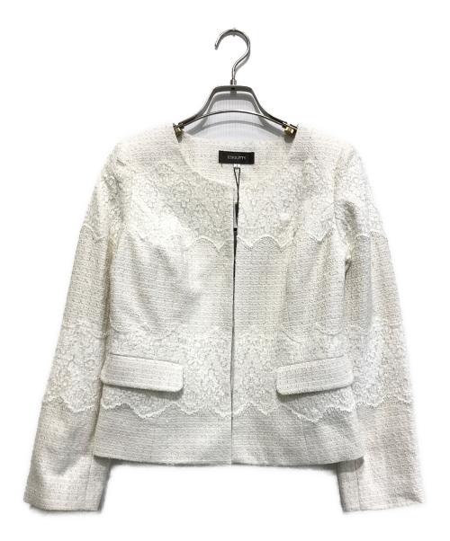 JUSGLITTY（ジャスグリッティー）JUSGLITTY (ジャスグリッティー) ノーカラージャケット ホワイト サイズ:1 未使用品の古着・服飾アイテム