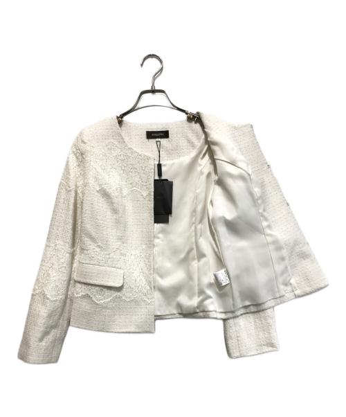 JUSGLITTY（ジャスグリッティー）JUSGLITTY (ジャスグリッティー) ノーカラージャケット ホワイト サイズ:1 未使用品の古着・服飾アイテム