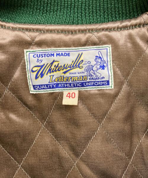 whitesville（ホワイツビル）WHITESVILLE (ホワイツビル) スタジャン グリーン×ベージュ サイズ:Mの古着・服飾アイテム