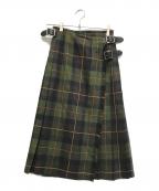 O'NEIL OF DUBLINオニールオブダブリン）の古着「チェックキルトスカート」｜オリーブ