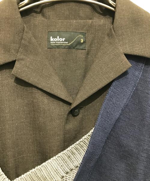 KOLOR（カラー）KOLOR (カラー) 21SS レーヨンコードシャツ ブラウン×ネイビー サイズ:3の古着・服飾アイテム