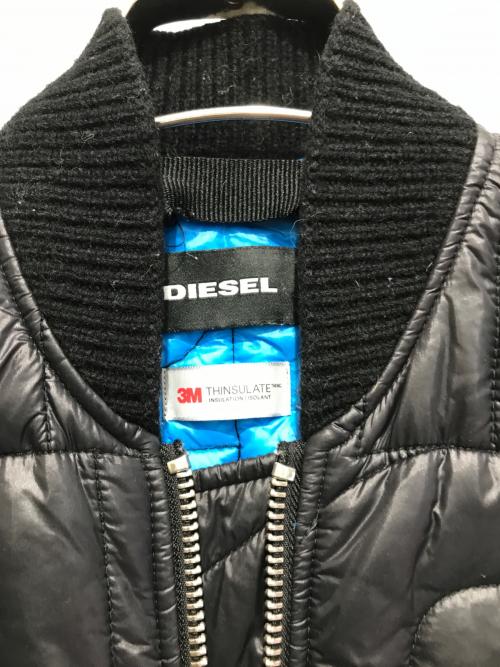 DIESEL（ディーゼル）DIESEL (ディーゼル) ダメージ加工キルティングジャケット ブラック サイズ:Sの古着・服飾アイテム