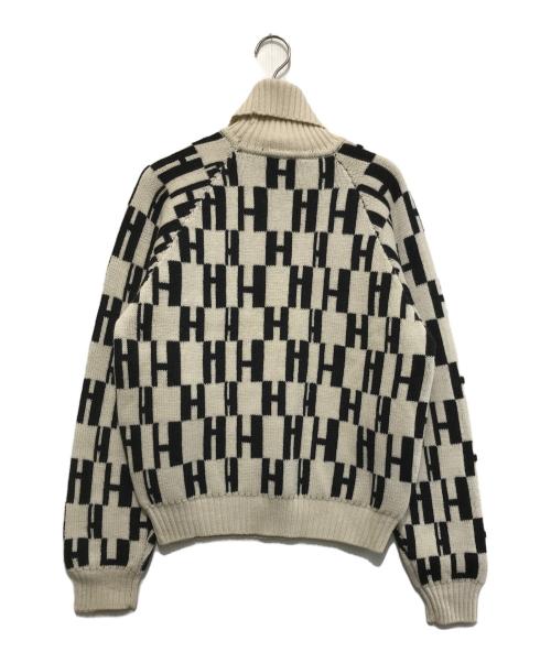 HERMES（エルメス）HERMES (エルメス) タートルネックH柄ジャガードニット ホワイト×ブラック サイズ:Mの古着・服飾アイテム